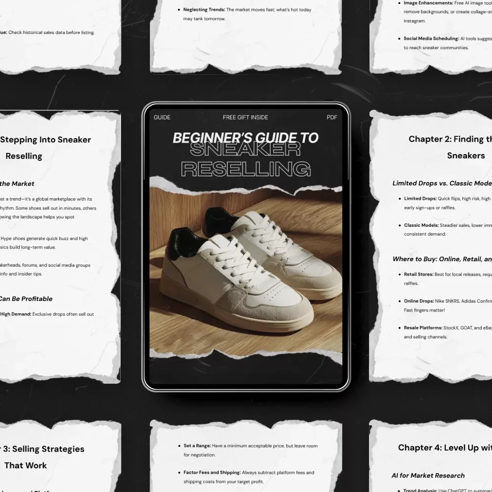 Beginner’s Guide to Sneaker Reselling – Complete Beginner’s Guide to Sneaker Reselling Digital Guide for Flipping, Limited Drops, AI Tools & Online Selling Success