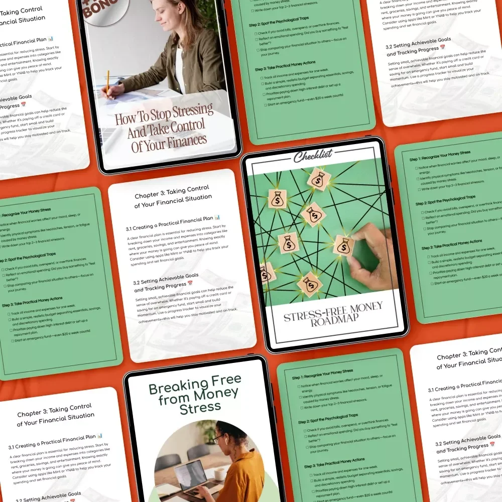 The Money Stress Relief Pack | 4-in-1 Guide, eBook & Checklists for Stress Over Money Support
