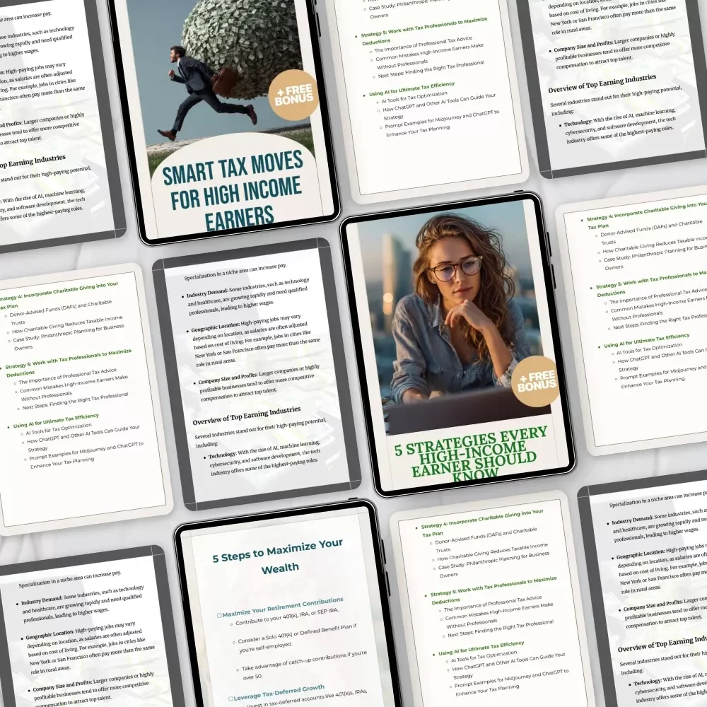 The High-Income Tax Efficiency Bundle | 3-in-1 eBooks & Checklist | 5 Outstanding Tax Strategies for High-Income Earners