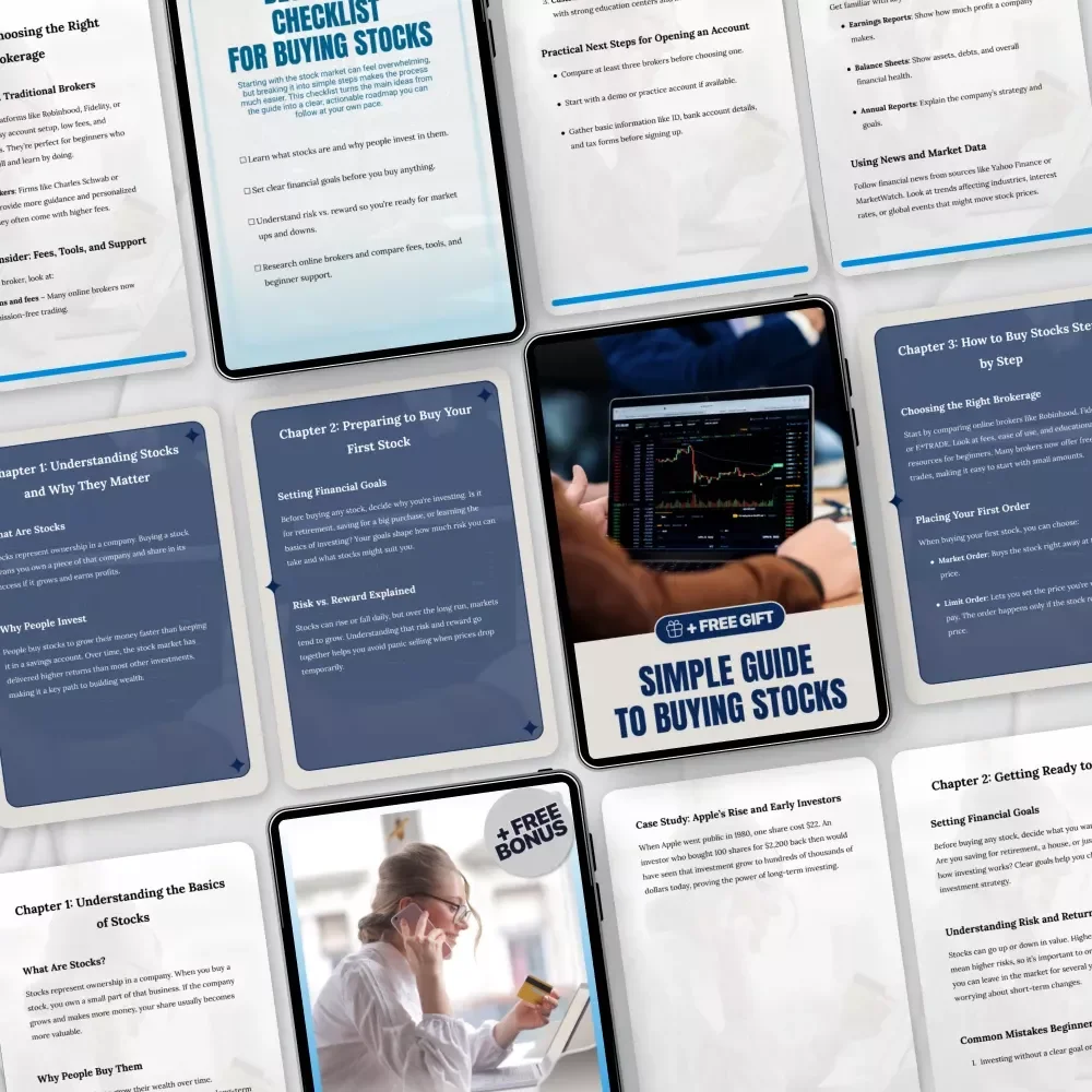 Stock Buying Basics for New Investors - 3-in-1 Digital Bundle (Guide, Checklist, eBook)