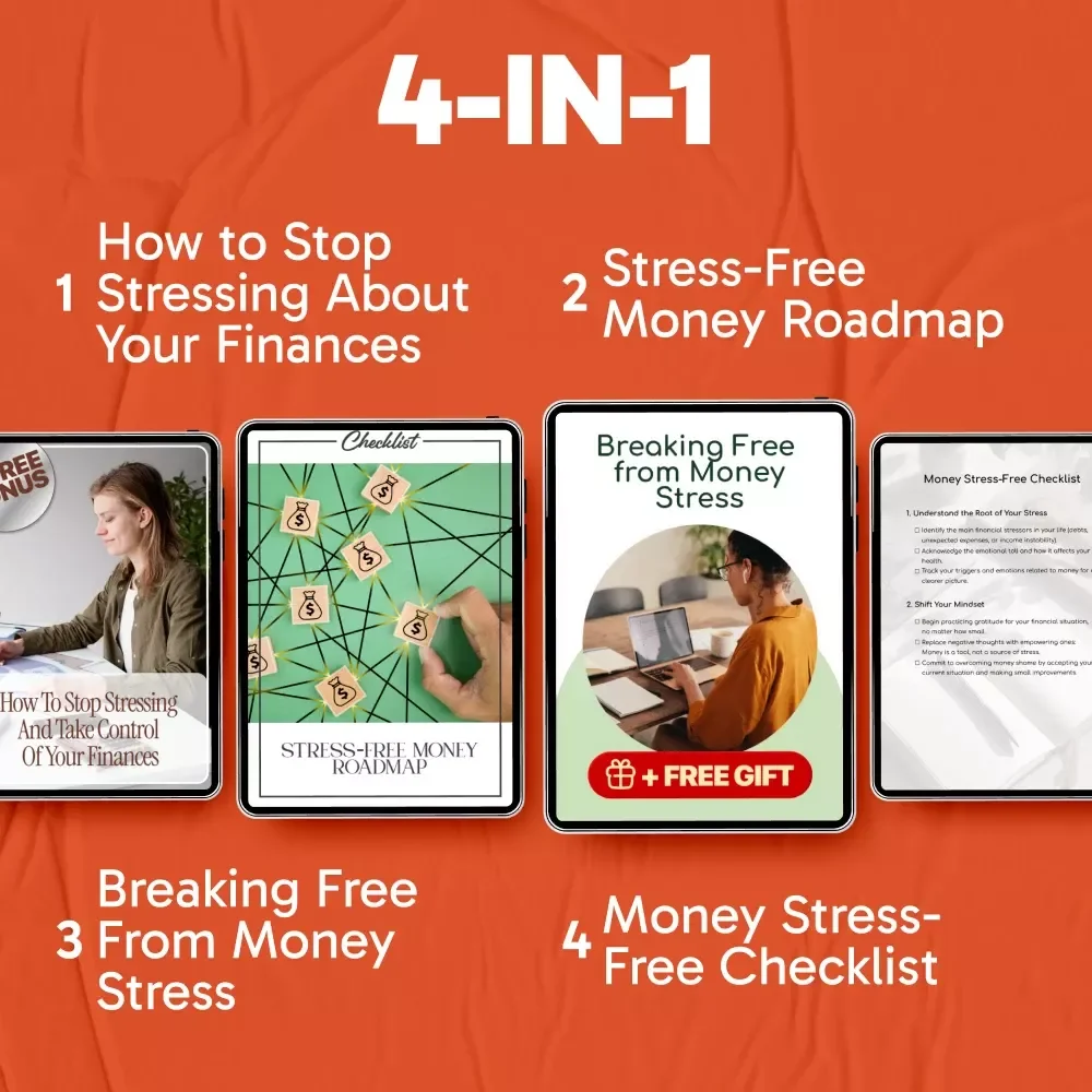 The Money Stress Relief Pack | 4-in-1 Guide, eBook & Checklists for Stress Over Money Support