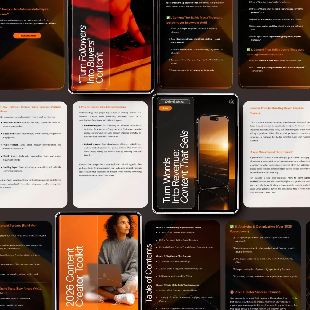 Sales-Focused Content Bundle: 4-in-1 Guide, Checklists & Toolkit for Converting Followers into Buyers