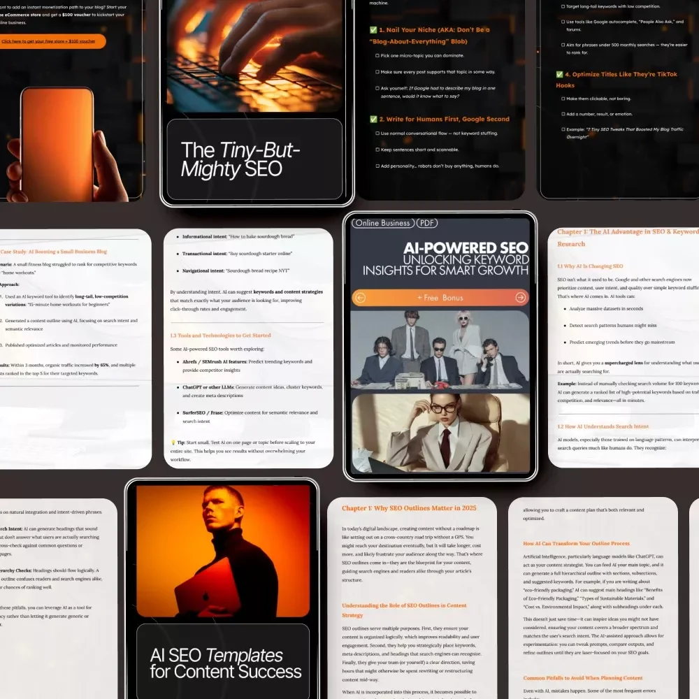 AI Outline Builder Toolkit for SEO - 3-in-1 Bundle of SEO Templates, Guides, and Checklists