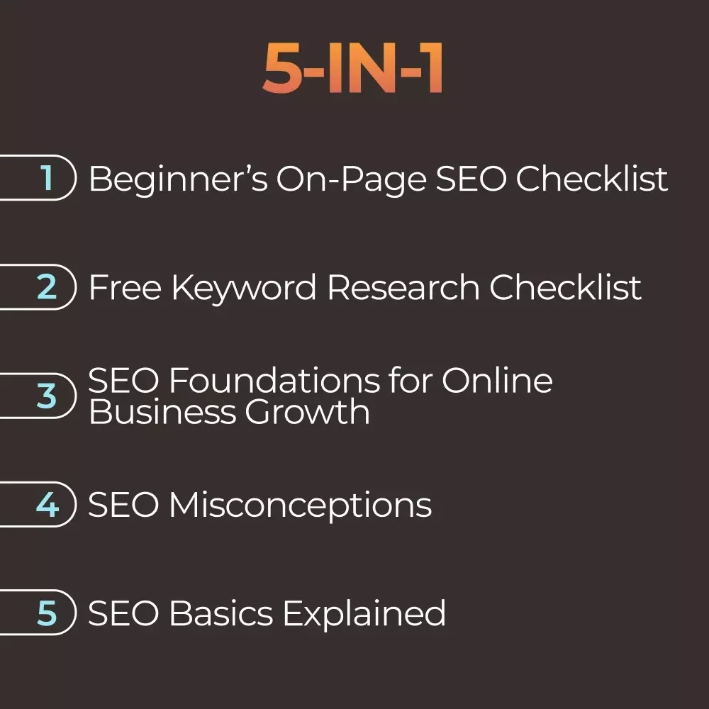 SEO Foundations Bundle: 5-in-1 Guide, eBooks & Checklists for Beginners