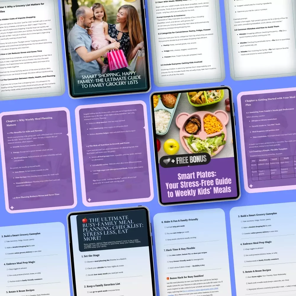 Kids Meals Bundle for Weekly Planning - 3-in-1 Digital Download Pack for Stress-Free Meal Prep