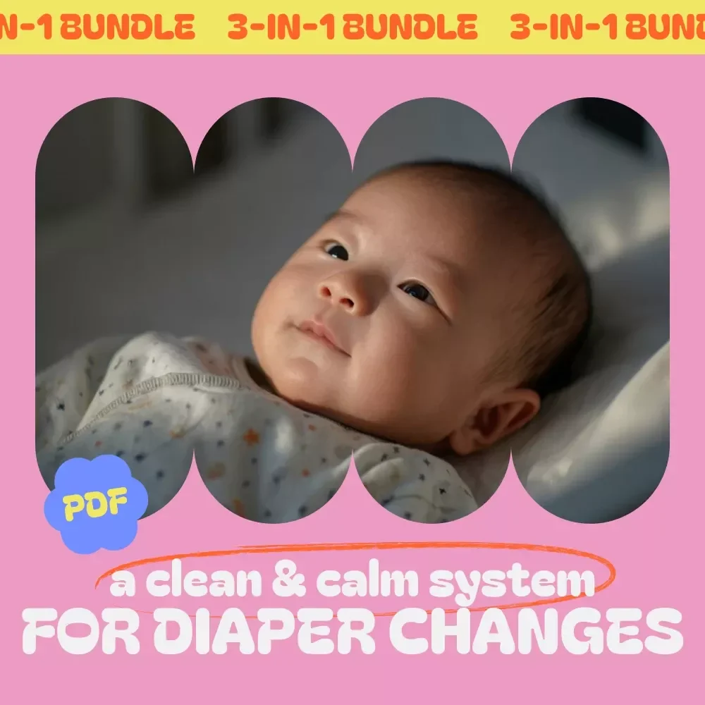 Clean & Calm System for Diaper Changes: 3-in-1 Bundle - Diapering Guide, Hacks, & Checklist