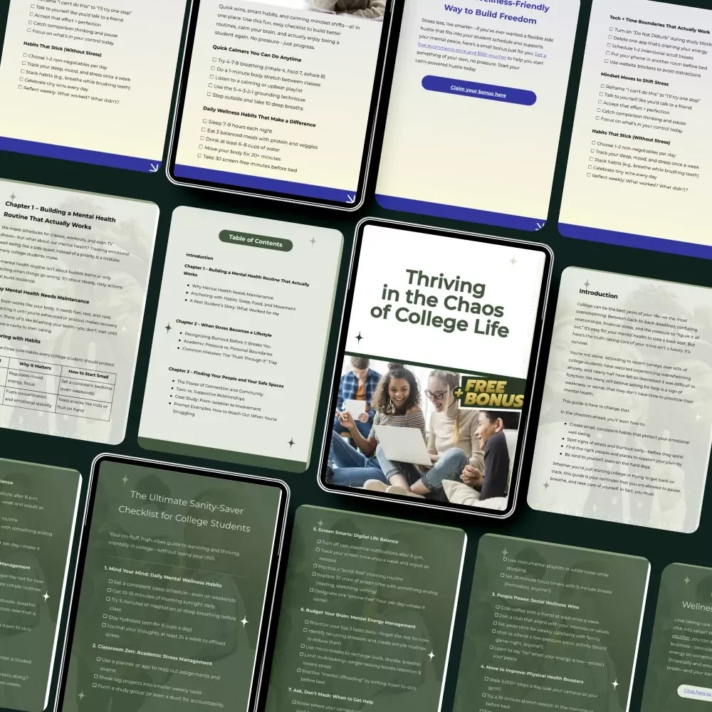 Anxiety Free Pack for University Life: 3-in-1 Digital Bundle for Stress & Anxiety Relief