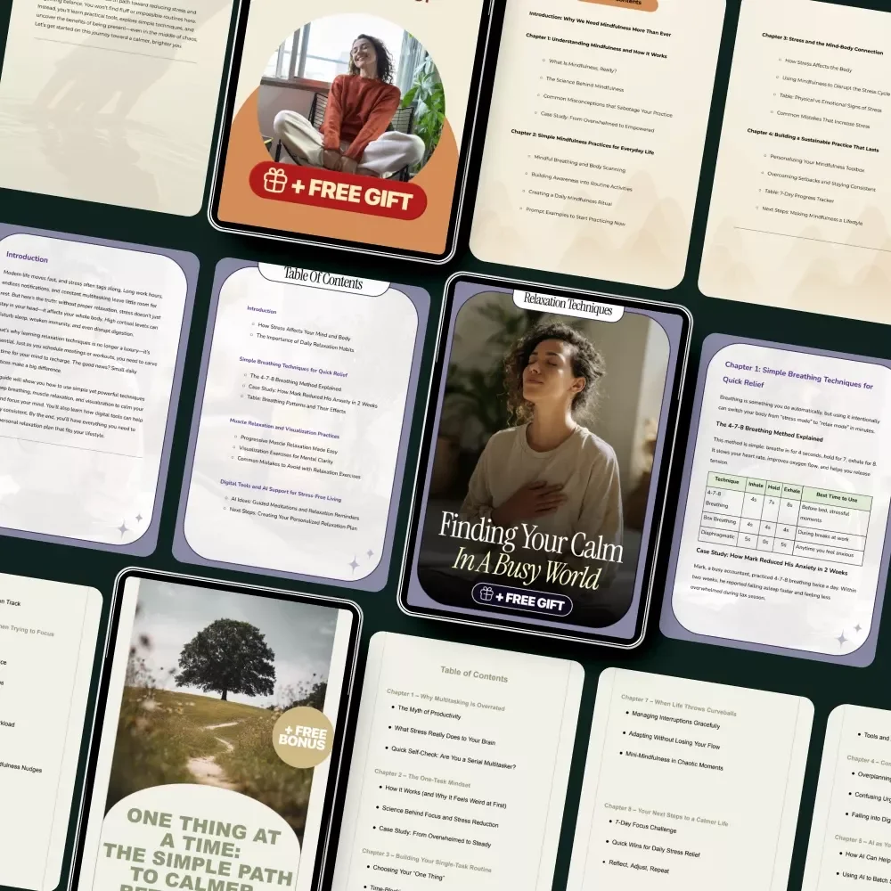 Mindfulness Pack for Stress Reduction - 5-in-1 Bundle of eBooks & Guides