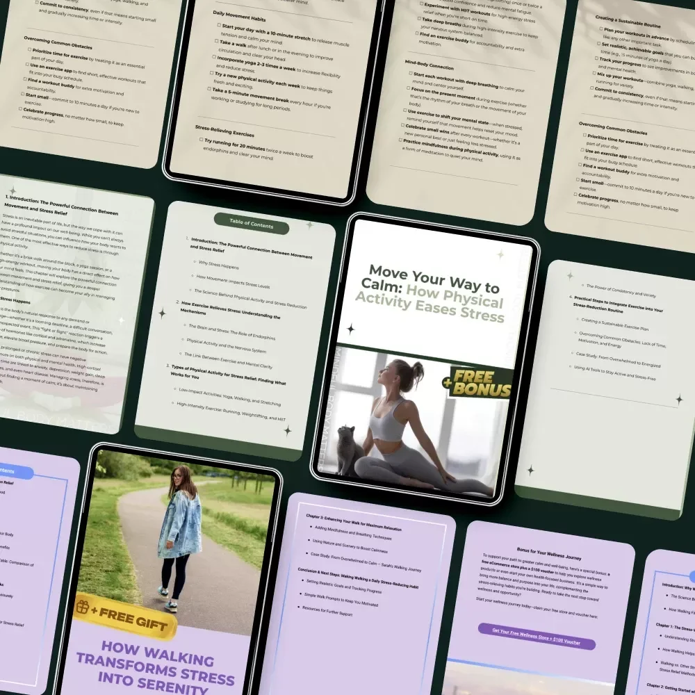 Stress-Free Workout Kit for Mind and Body - 3-in-1 Digital Download Bundle for Stress Reduction