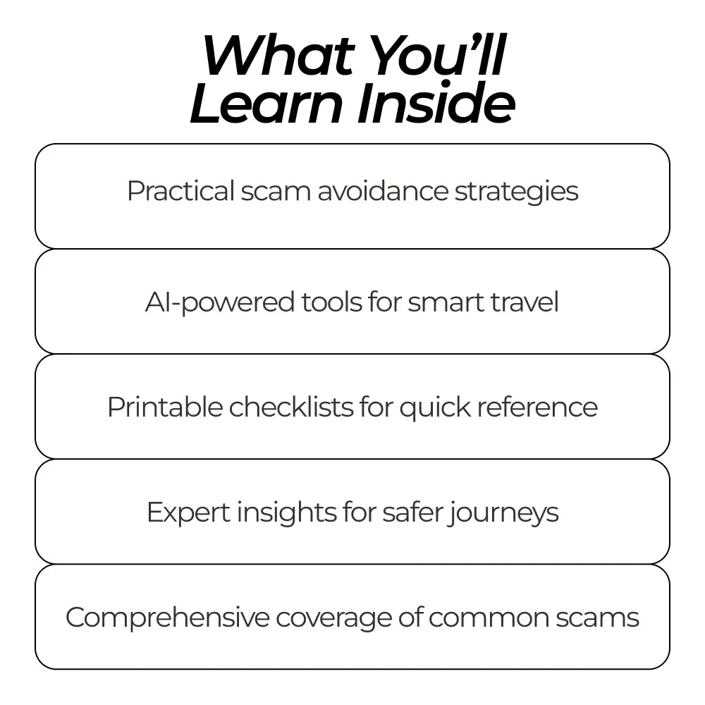 The Smart Bundle to Avoid Travel Scams: 3-in-1 Digital Guide, Checklist & AI Tools