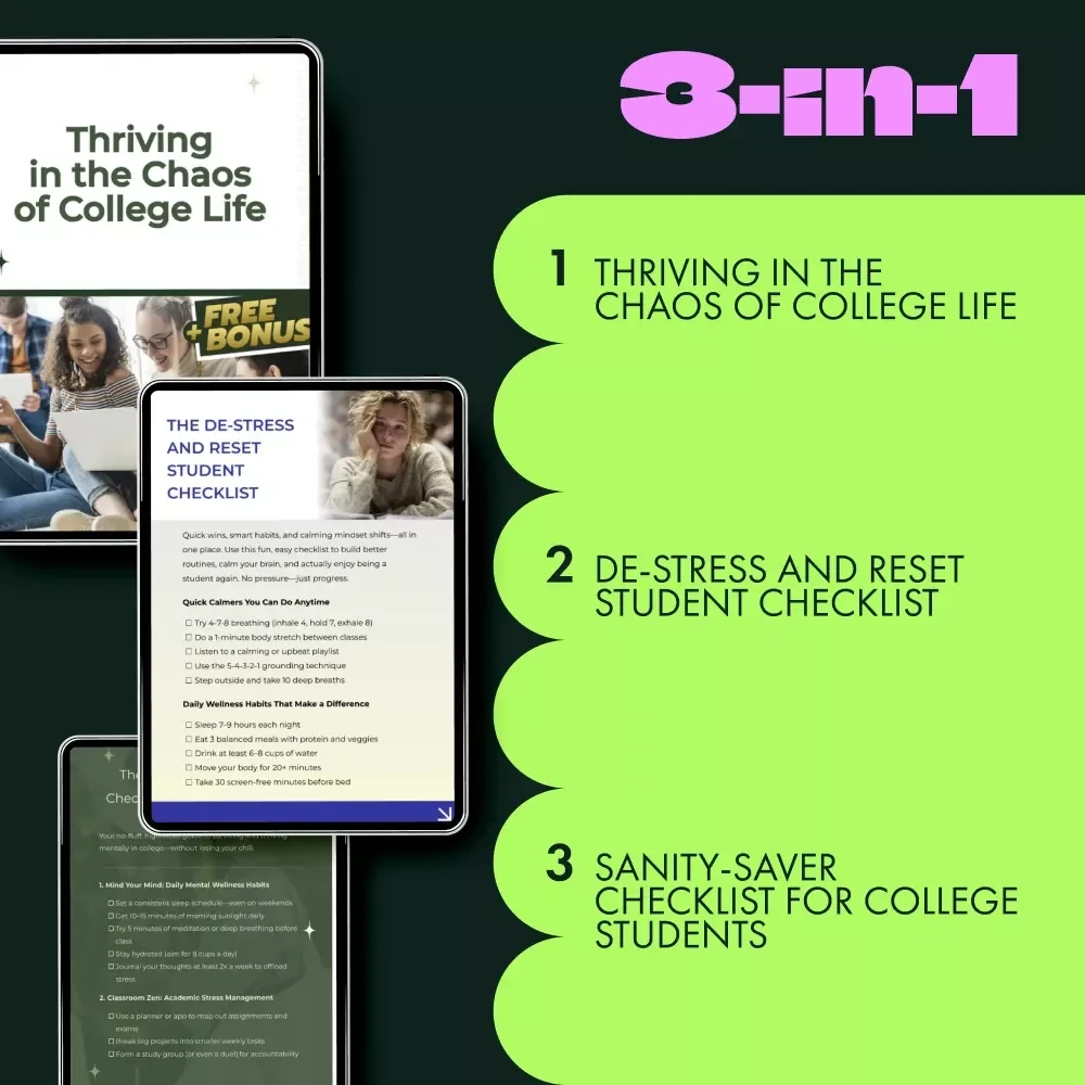 Anxiety Free Pack for University Life: 3-in-1 Digital Bundle for Stress & Anxiety Relief