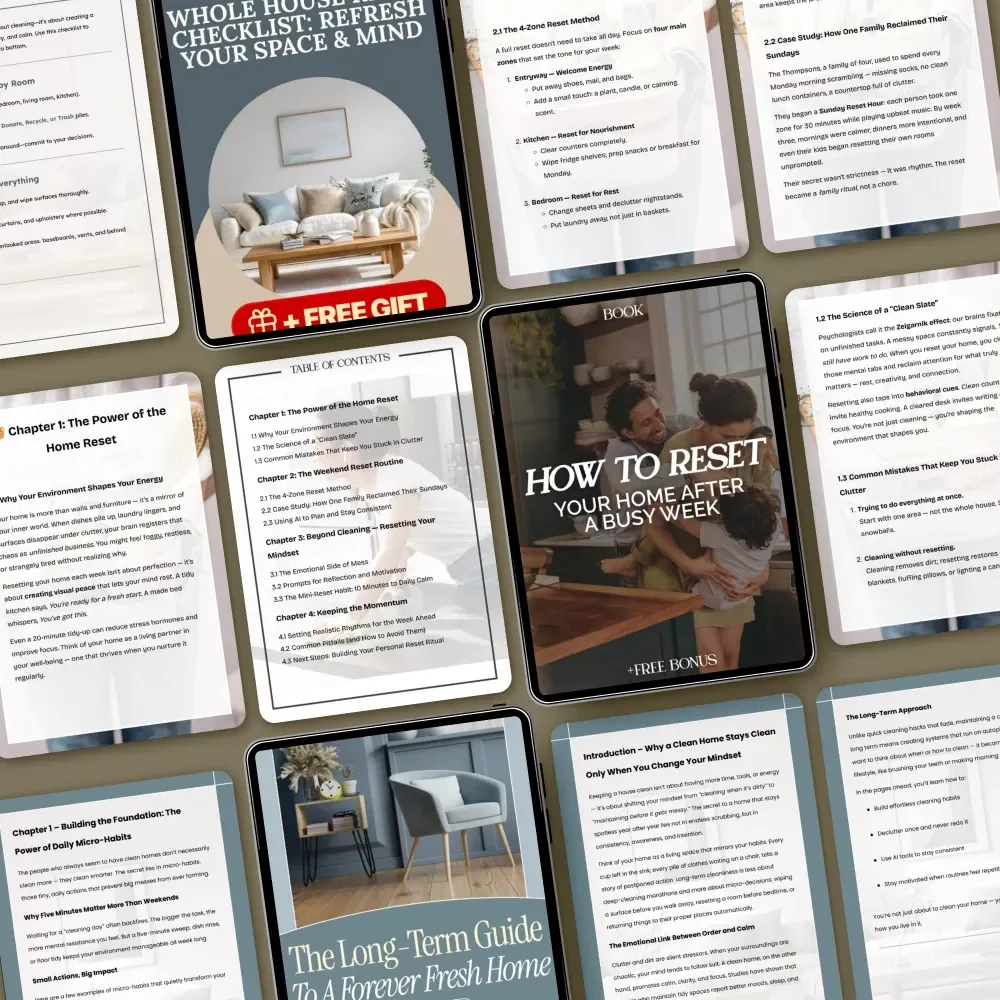 Weekly Home Reset with a Simple System: 3 in 1 Bundle of eBooks, Guides & Checklists