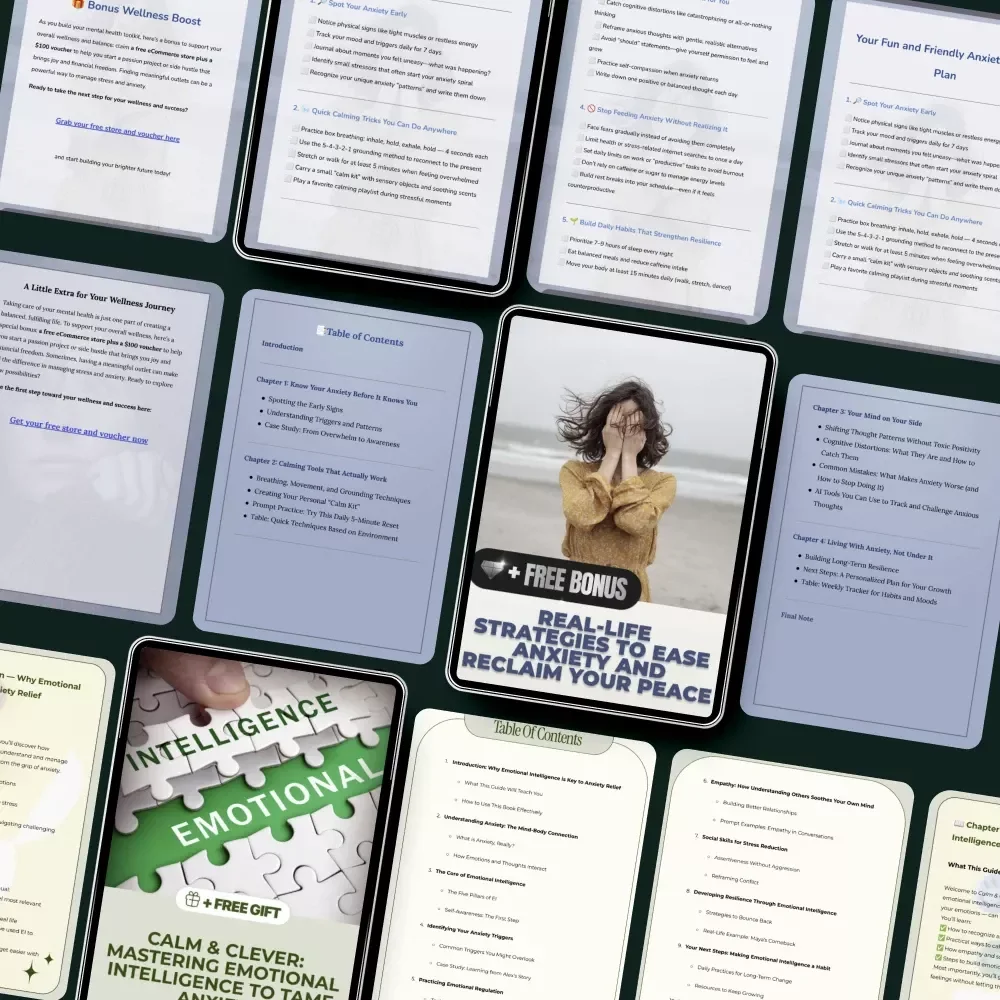 Anxiety Relief Toolkit for a Calmer Mind: 3-in-1 Bundle with Guides, eBooks & Checklists