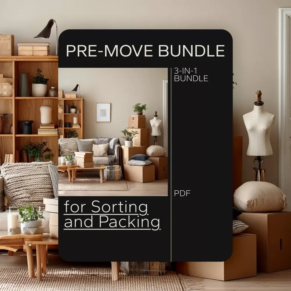 Pre-Move Bundle for Sorting and Packing: 3-in-1 Digital Guide, Checklist, & eBook