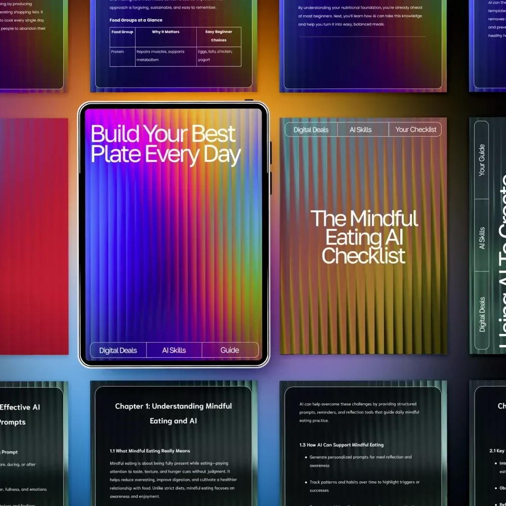 Eating Habits Reset Toolkit Using AI Prompts | AI Prompts for Mindful Eating Bundle