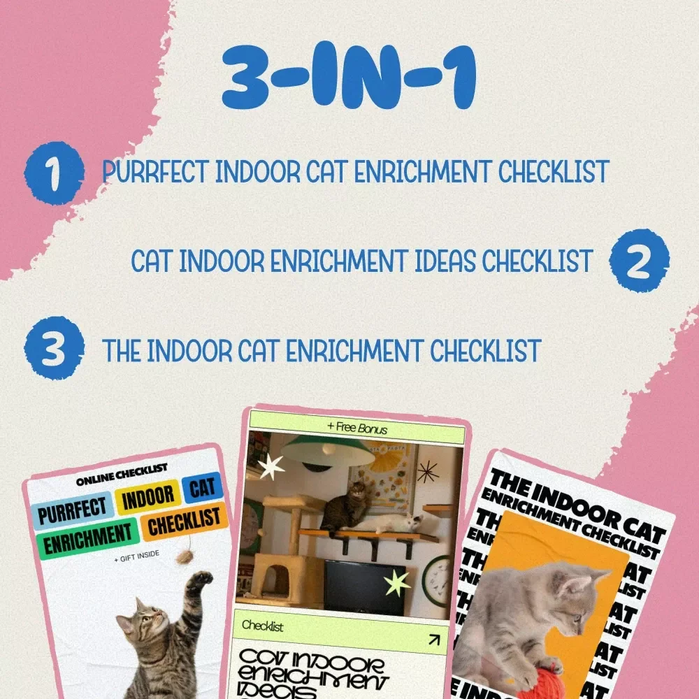Cat Exercise Pack for a Vibrant, Active Lifestyle - 3-in-1 Bundle of Cat Exercise Checklists