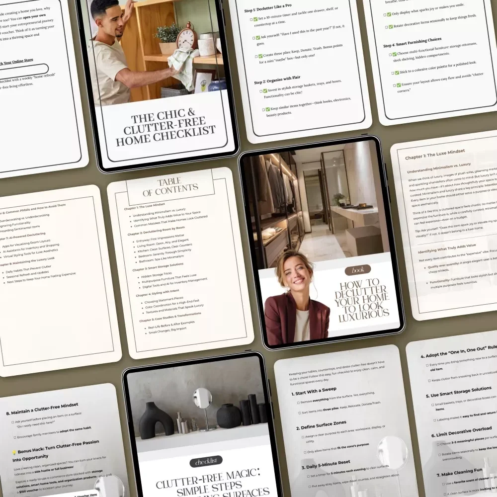 How to Declutter Your Space for a Luxury Feel - 3-in-1 Digital Bundle