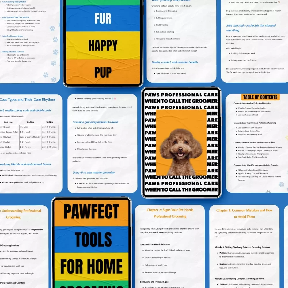 Dog Grooming Essentials Bundle – 4-in-1 Digital Download, Guides, eBook & Checklist for Dog Grooming Basics