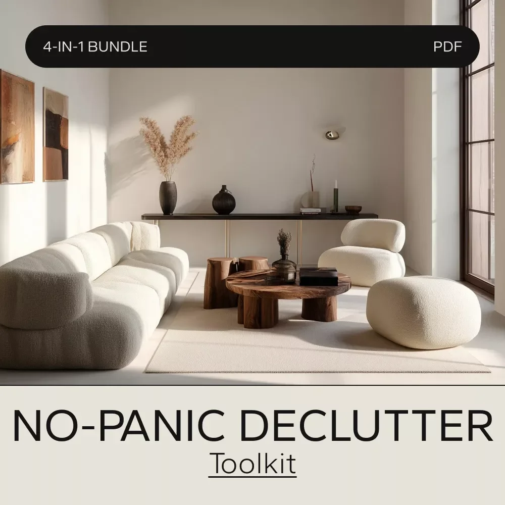 The No-Panic Declutter Toolkit: Digital Downloads for Calm and Clear Living Spaces