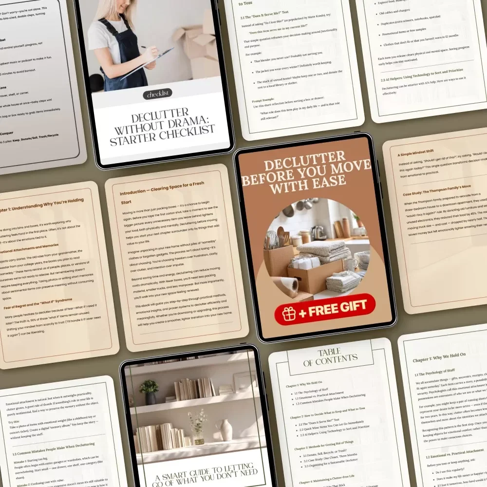 Pre-Move Bundle for Sorting and Packing: 3-in-1 Digital Guide, Checklist, & eBook