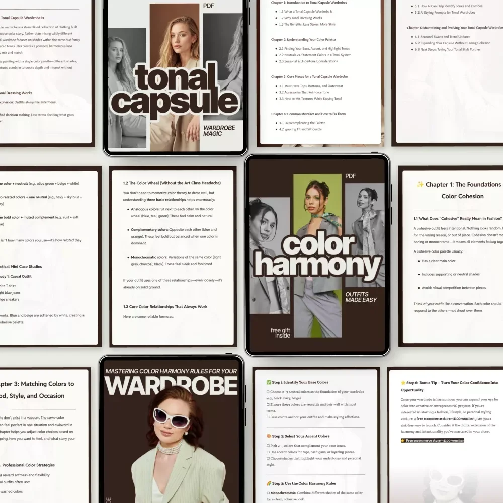 Closet Color Coordination Bundle – 3-in-1 Digital Wardrobe Guides | Color Magic: Master the Art of Outfit Pairings + Mastering Color Harmony Rules for Your Wardrobe + Tonal Capsule Wardrobe Magic | what are color harmony rules for closet