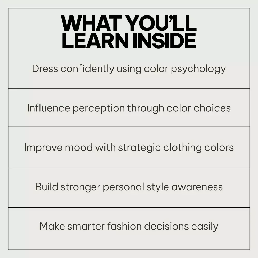 Color Perception System in Fashion – 3-in-1 Bundle | How Color in Clothing Affects Your Mindset, How Color Shapes Perception in Fashion, The Psychology of Color in Clothing | Digital Guides & eBooks on how color affects perception in fashion
