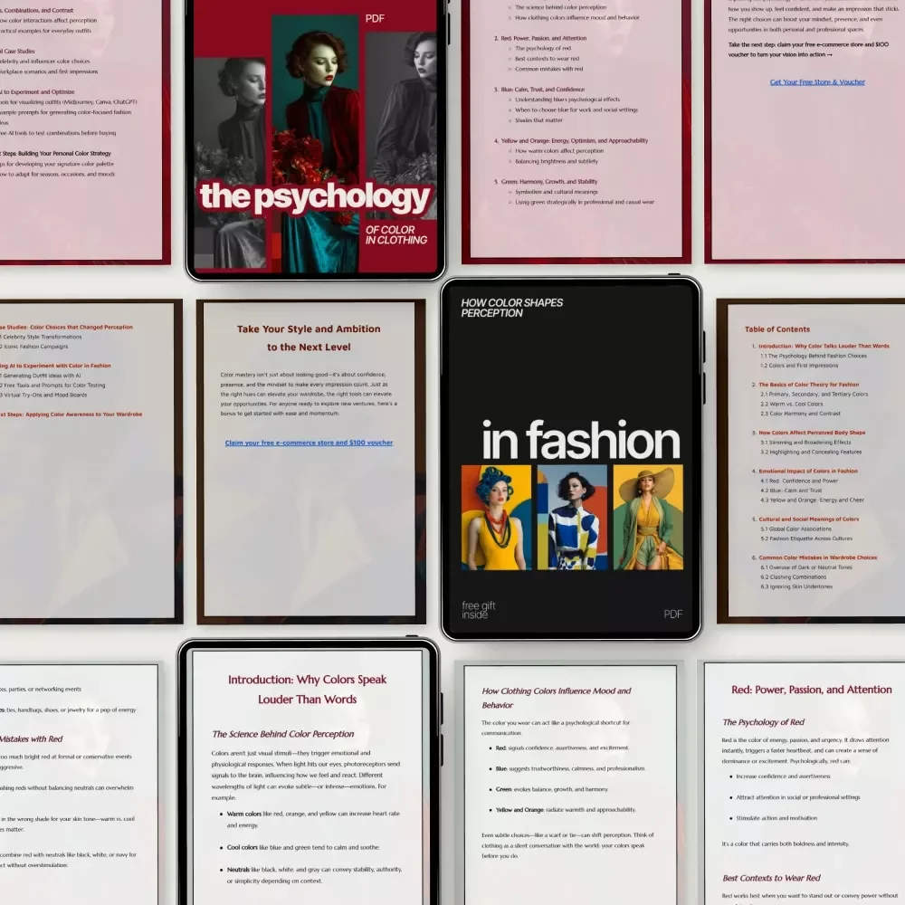 Color Perception System in Fashion – 3-in-1 Bundle | How Color in Clothing Affects Your Mindset, How Color Shapes Perception in Fashion, The Psychology of Color in Clothing | Digital Guides & eBooks on how color affects perception in fashion