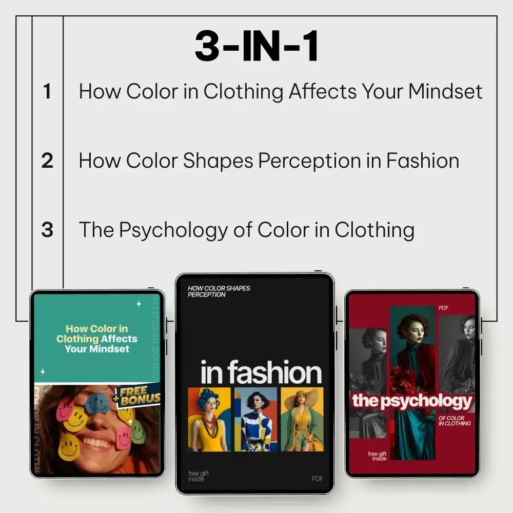 Color Perception System in Fashion – 3-in-1 Bundle | How Color in Clothing Affects Your Mindset, How Color Shapes Perception in Fashion, The Psychology of Color in Clothing | Digital Guides & eBooks on how color affects perception in fashion