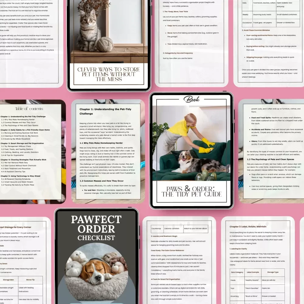 Clean Home Bundle for Pet Owners: 3-in-1 Guide, Checklist & eBook to Keep Home Tidy with Pets