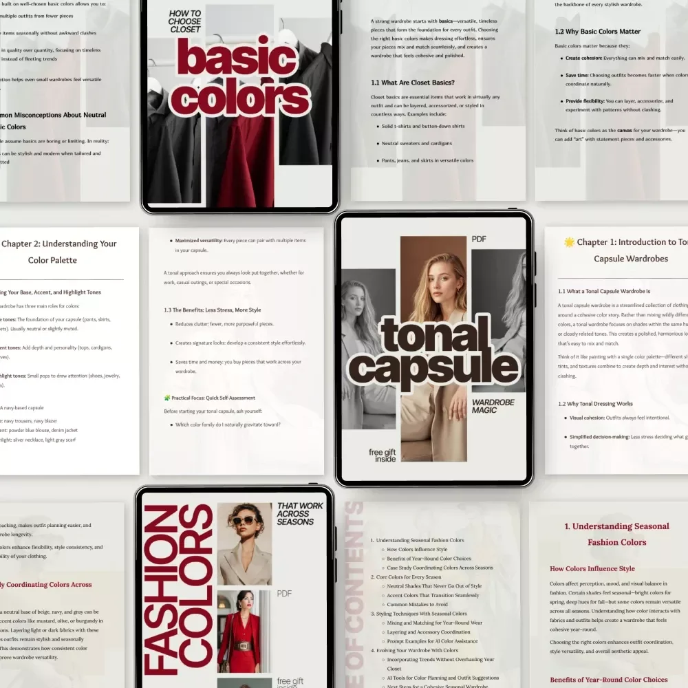 Closet Color Foundations Bundle – 3-in-1 Digital Guides: Fashion Colors That Work Across Seasons, How to Choose Closet Basic Colors, Tonal Capsule Wardrobe Magic