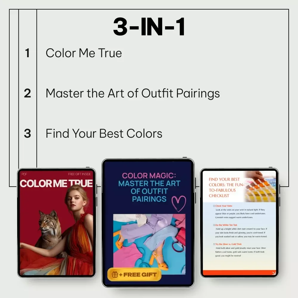 The Personal Color Identity Pack – 3-in-1 Digital Bundle | Color Magic: Master the Art of Outfit Pairings + Find Your Best Colors: The Fun-to-Fabulous Checklist + Color Me True | how to choose colors that suit personality