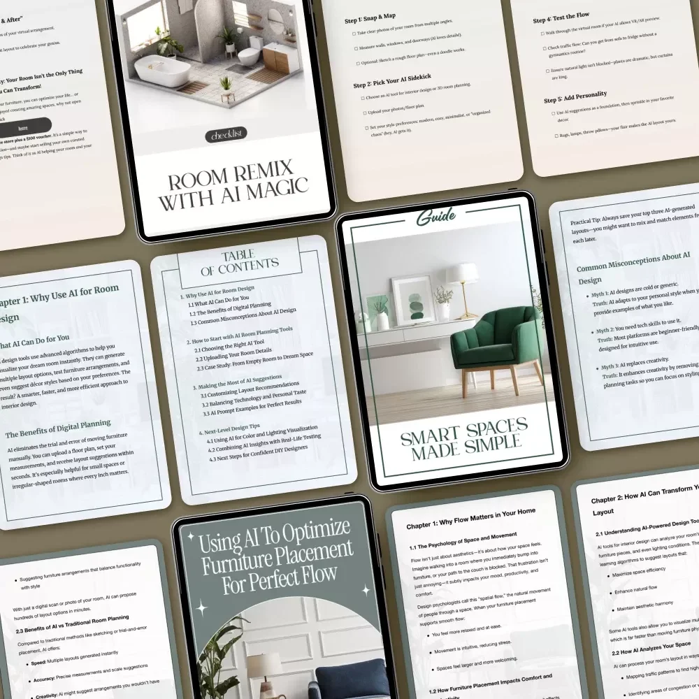 AI-Powered Solutions for Balanced Furniture Placement | 3-in-1 Bundle of Guides, eBooks, and Checklists
