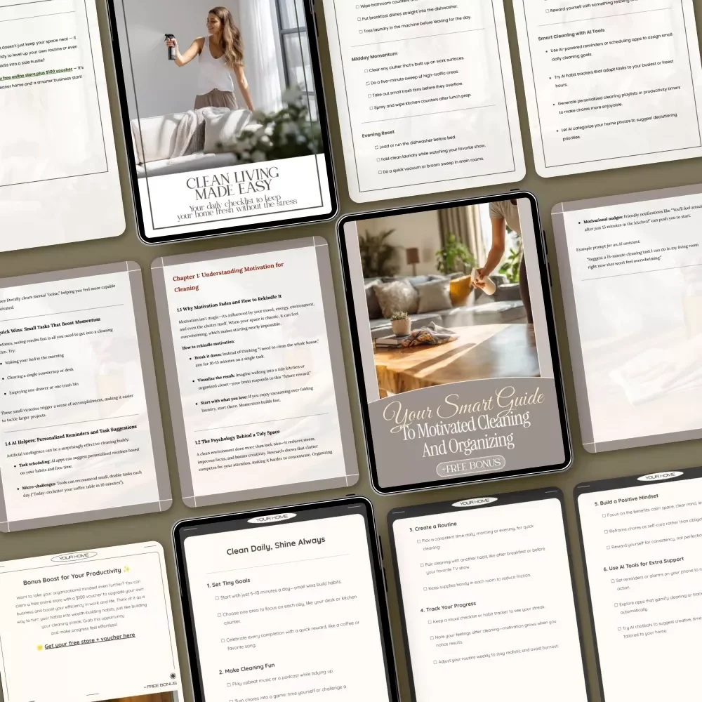 Everyday Cleaning Motivation Bundle: 3-in-1 Digital Downloads for Cleaning & Organizing