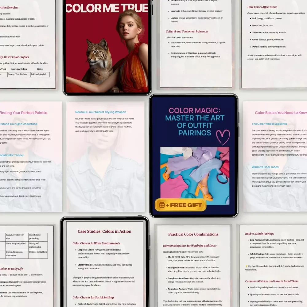 The Personal Color Identity Pack – 3-in-1 Digital Bundle | Color Magic: Master the Art of Outfit Pairings + Find Your Best Colors: The Fun-to-Fabulous Checklist + Color Me True | how to choose colors that suit personality