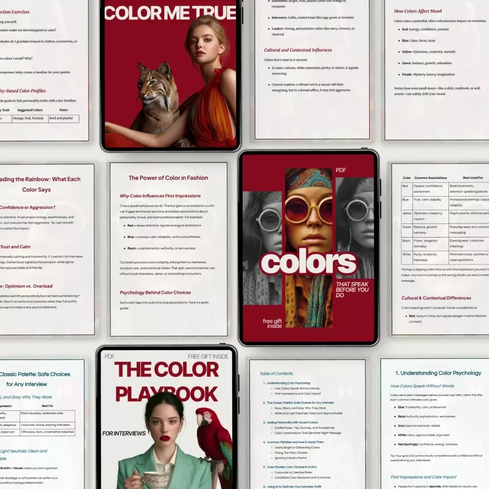 Color Signal Pack for First Impressions | 3-in-1 Digital Bundle on How Color Affects First Impressions in Fashion | Color Me True + Colors That Speak Before You Do + The Color Playbook for Interviews