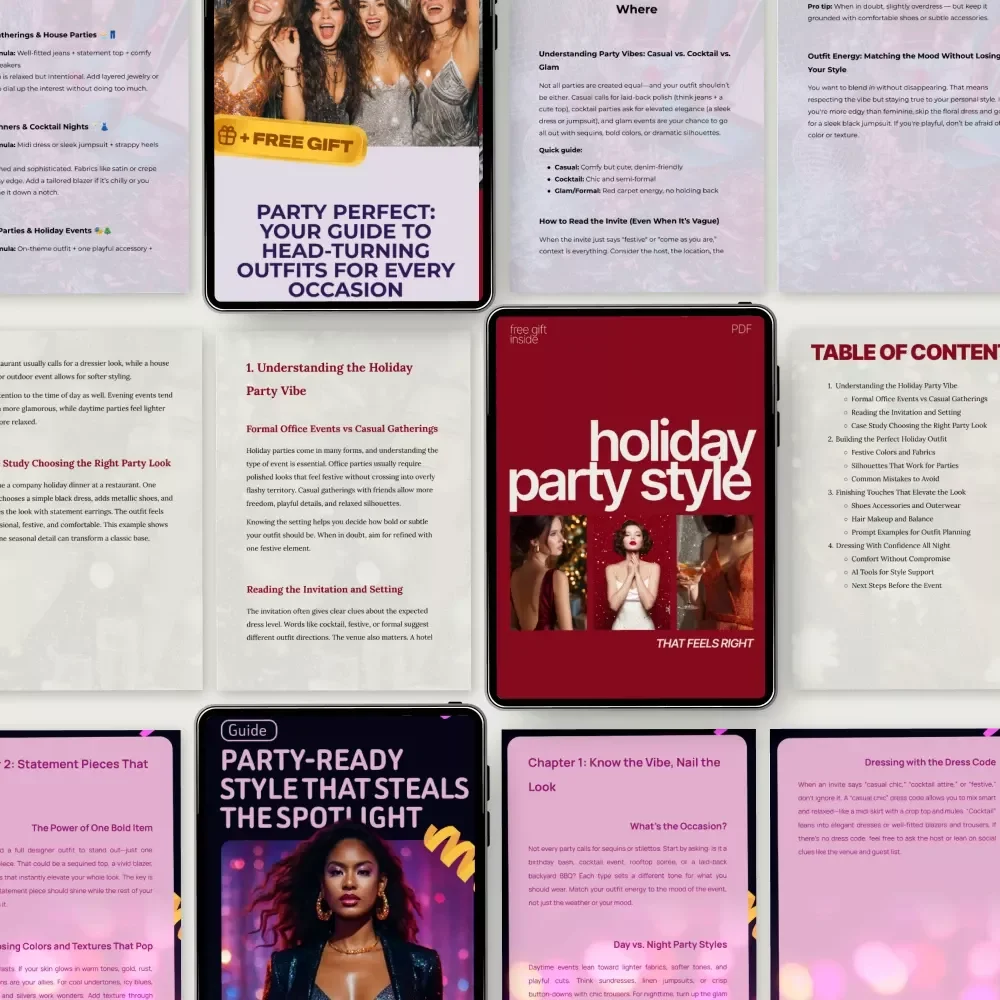 Festive Fashion Ideas for Any Event - 4-in-1 Digital Bundle of Style Guides