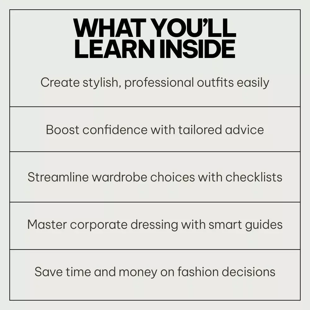 Office Wardrobe Pack for Effortless Style: 5-in-1 Bundle of Work Fashion Guides & Checklists