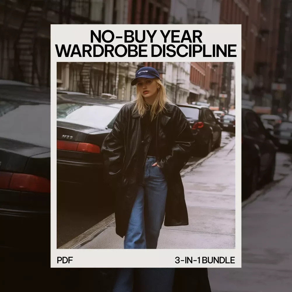No-Buy Year Wardrobe Discipline Toolkit | 3-in-1 Digital Bundle for Fashion Enthusiasts