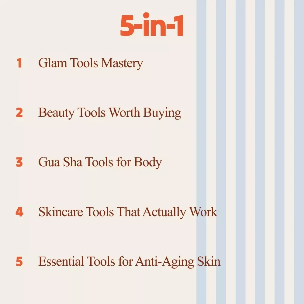 Skincare Tools Mastery Bundle | 5-in-1 Skincare Tools Guides Glam Tools Mastery, Beauty Tools Worth Buying, Gua Sha Tools for Body: Easy Checklist_compressed, Glow Gear, Essential Tools for Anti-Aging Skin