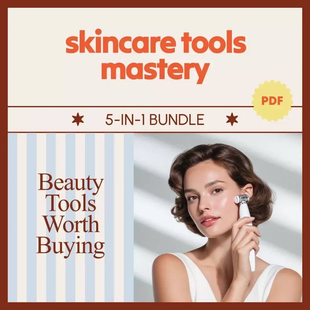 Skincare Tools Mastery Bundle | 5-in-1 Skincare Tools Guides Glam Tools Mastery, Beauty Tools Worth Buying, Gua Sha Tools for Body: Easy Checklist_compressed, Glow Gear, Essential Tools for Anti-Aging Skin