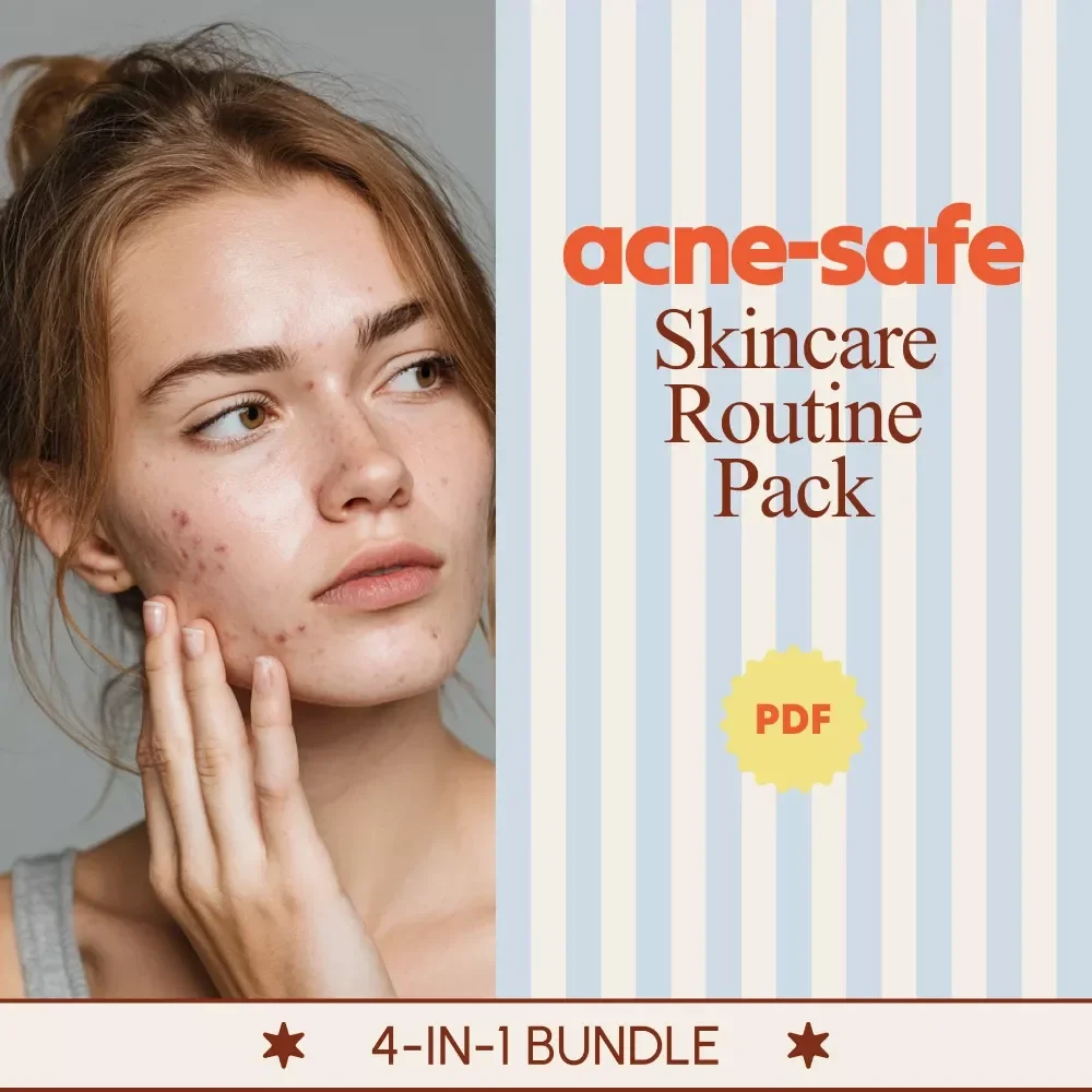 Acne-Safe Skincare Routine Pack | 4-in-1 Digital Bundle for Skincare for Acne Prone Skin | Makeup Strategies for Acne-Prone Skin + Clear Skin Blueprint Guides