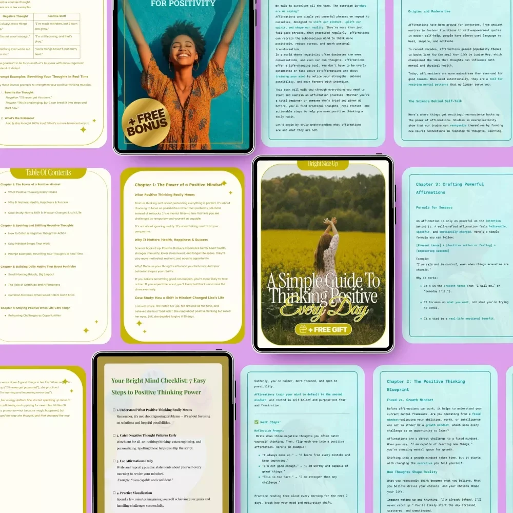 Shift Toward Optimism 3-in-1 Digital Bundle | How to Think More Positive | Bright Side Up: A Simple Guide to Thinking Positive Every Day