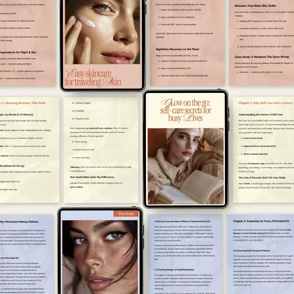 Travel-Proof Skincare Tips Bundle | 3-in-1 Travel Skincare Routine Digital Guides