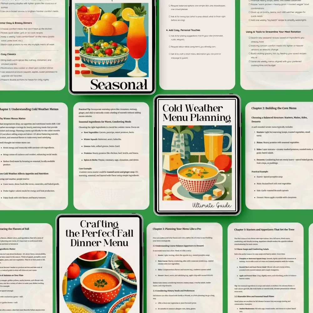 AI Kitchen Toolkit for Seasonal Menus: 4-in-1 Bundle for Perfect Cold Weather Meals