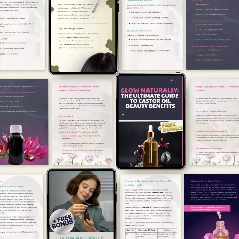 Castor Oil Benefits Toolkit | Castor Oil Beauty Benefits 3-in-1 Digital Bundle