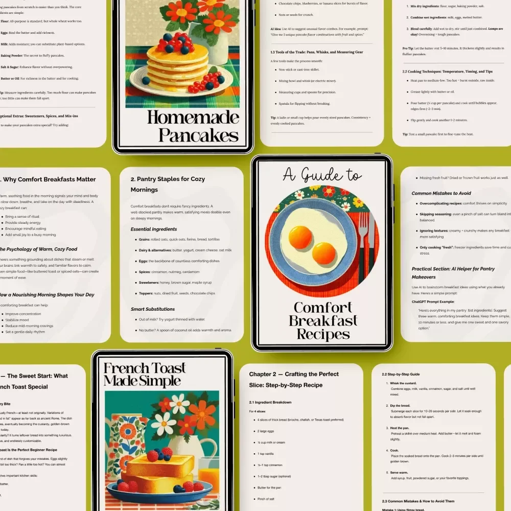 Comfort Breakfast Pack for Cozy Mornings - 5-in-1 Digital Bundle of Comfort Breakfast Recipes