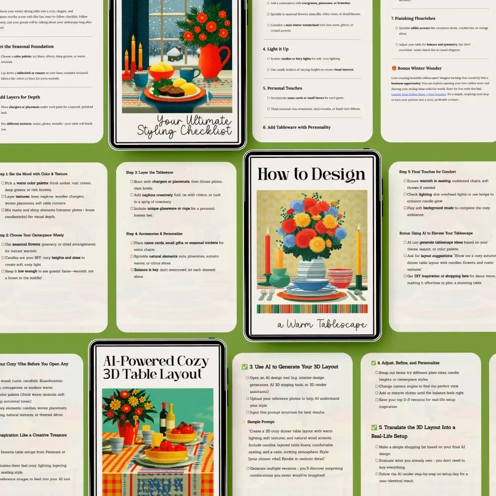 Smart Styling System for Warm Tablescape Ideas - 5-in-1 Digital Bundle