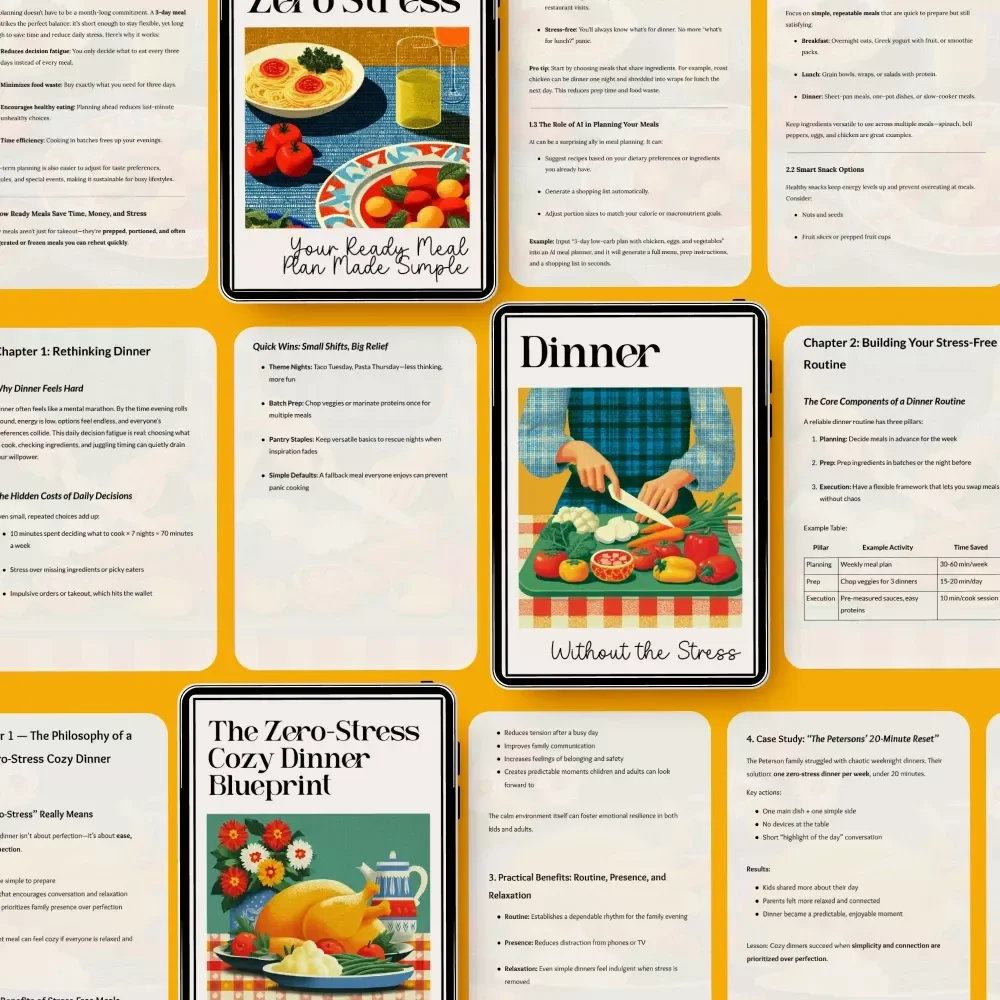 The Useful Toolkit for Low-Stress Dinner Routine: 3-in-1 Bundle of Meal Plans, Guides & Checklists