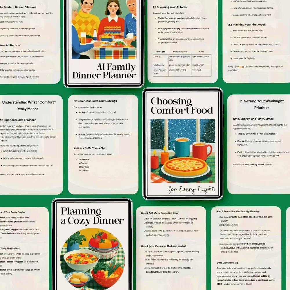 Dinner Planning Toolkit for Cozy Nights: 3-in-1 Bundle for Comfort Food & Easy Family Meals