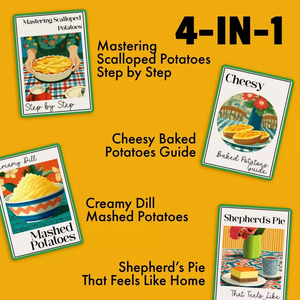 Classic-to-Creative Potato Pack for Home Cooking | 4-in-1 Digital Bundle of Unique Potato Recipes | Mastering Scalloped Potatoes Step by Step, Cheesy Baked Potatoes Guide, Creamy Dill Mashed Potatoes, Shepherd’s Pie That Feels Like Home